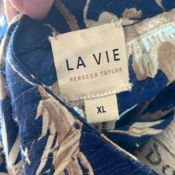 La Vie Rebecca Taylor 100% cotton blue and beige floral boho dress. XL - Picture 10 of 12